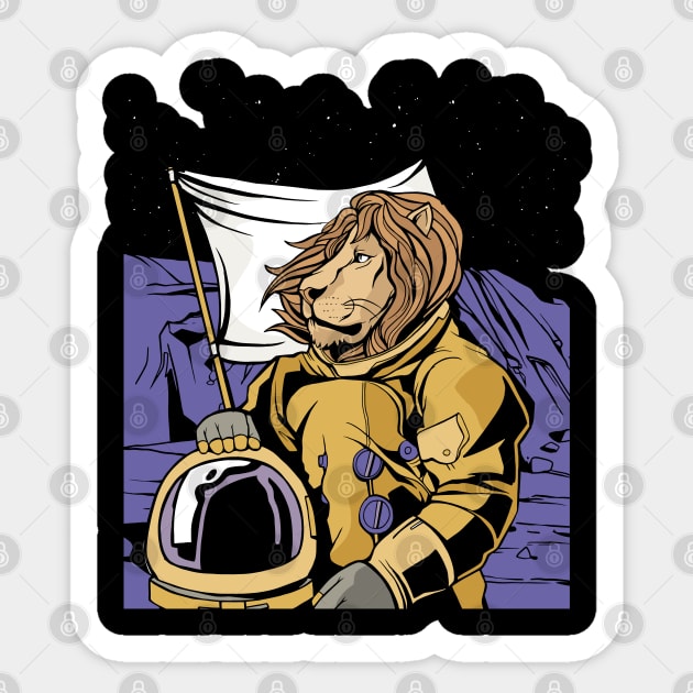 Lion Astronaut in Space Science Astronaut Sticker by Printroof